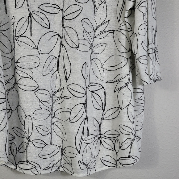 Cynthia Rowley 100% Linen Tunic Top Size 2X 3/4 Sleeve V Neck Leaf Floral Women - Picture 3 of 12